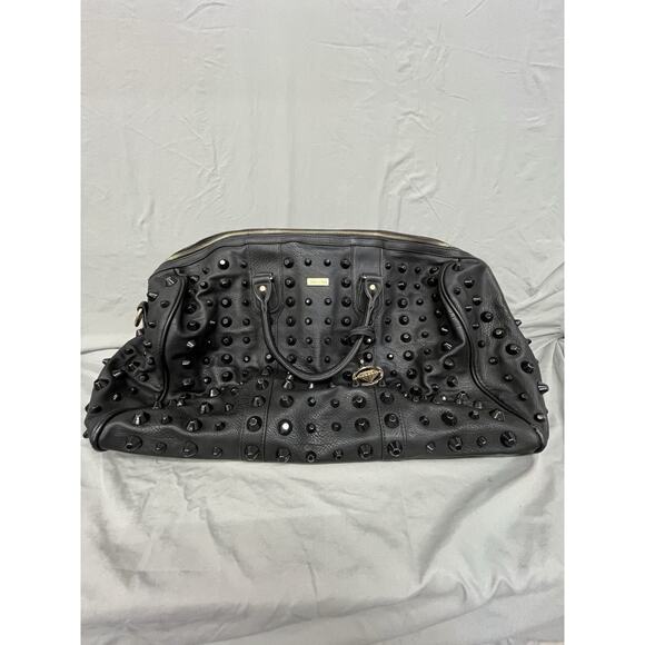 Traci Lynn Black Studded Hand Bag X-Large Size 12x20 - Picture 1 of 12